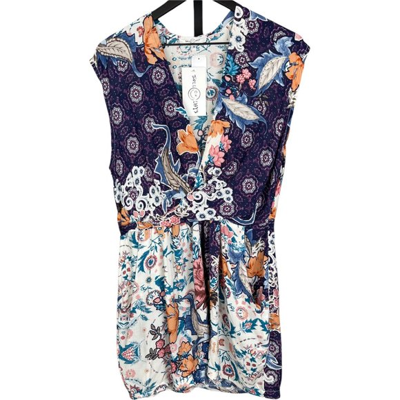 Three Days Floral Mini Dress Blue M - Picture 1 of 3